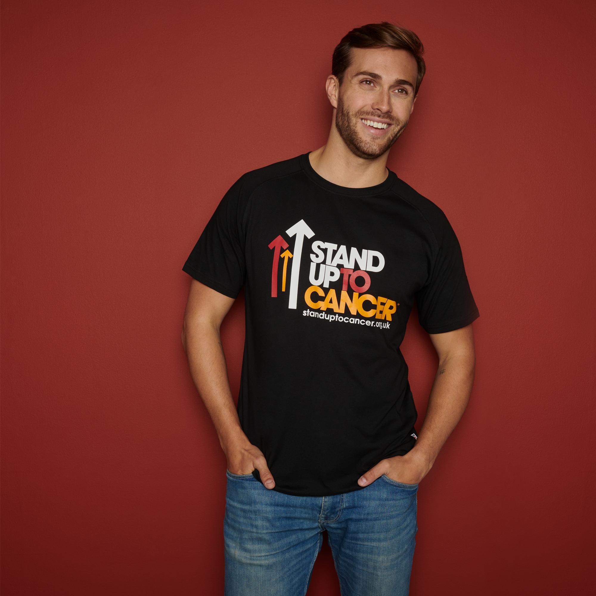 Stand Up To Cancer Men's Full Logo Black Tshirt Stand Up To Cancer