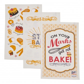 The Great Stand Up To Cancer Bake Off 2024 Star Baker Tea Towels - Pack of 3